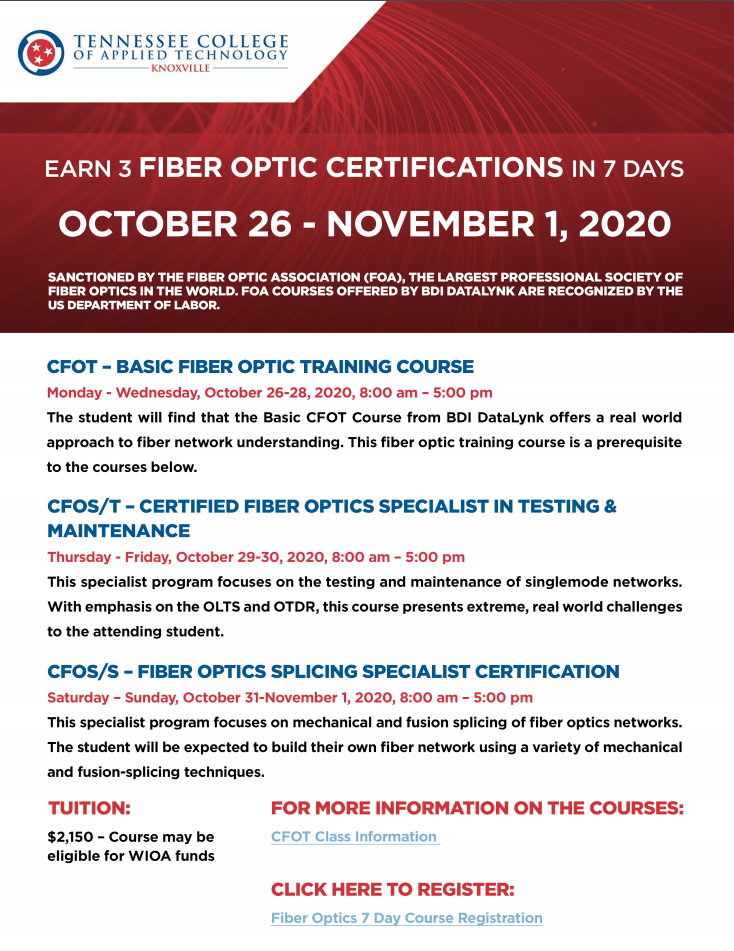 TCAT Fiber Optic Training Flyer OctNov2020.png TCAT Knoxville
